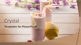  Presentation with milkshake - Colorful PPT theme enhanced with raspberry-milkshake-on-glass backdrop and a lemonade colored foreground