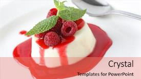  Presentation with sauce - Amazing PPT theme having raspberry sauce italian dessert backdrop and a coral colored foreground