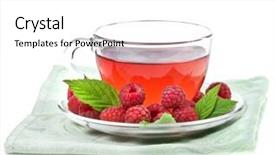  Presentation with lipton tea - Colorful slides enhanced with raspberry tea isolated on white backdrop and a  colored foreground
