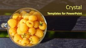  Presentation with vegetarian - Beautiful theme featuring raspberry-yellow-bright-sweet-summer backdrop and a tawny brown colored foreground