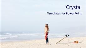  Presentation with active lifestyle - Colorful slide set enhanced with rasta - young adult shirtless surfer backdrop and a sky blue colored foreground