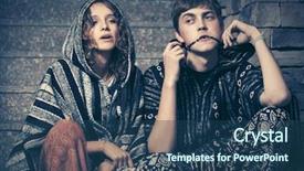  Presentation with steps - PPT layouts with rasta - young fashion couple sitting background and a ocean colored foreground