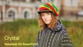  Presentation with city street - Amazing PPT theme having rasta colours - young rastafarian woman backdrop and a  colored foreground