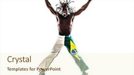  Presentation with one person black shadow - Cool new slides with rasta flags - one brazilian black man jumping backdrop and a cream colored foreground