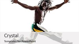  Presentation with one person black shadow - Beautiful slides featuring rasta flags - one brazilian black man running backdrop and a white colored foreground