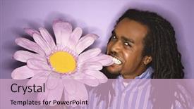  Presentation with african american collaboration - Presentation design featuring rastafari - african-american mid-adult man biting big background and a  colored foreground