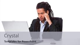  Presentation with laptop - Beautiful PPT theme featuring rastafari-man-working backdrop and a light gray colored foreground