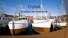  Presentation with fishing boats - PPT theme consisting of number of fishing boats sit background and a  colored foreground
