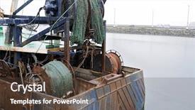  Presentation with fishing nets - Presentation theme having laft - stern of a fishing boat background and a tawny brown colored foreground