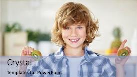  Presentation with kiwi - Audience pleasing PPT layouts consisting of rasuah - happy boy holding a fresh backdrop and a  colored foreground