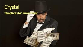  Presentation with big show - Presentation theme consisting of rasuah - magician show with dollars banknote background and a  colored foreground