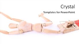  Presentation with mannequin - Colorful PPT theme enhanced with rat trap - mousetrap captured wooden mannequin isolated backdrop and a white colored foreground