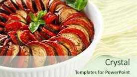  Presentation with ratatouille - Slide deck having ratatouille - traditional french provencal vegetable background and a cream colored foreground