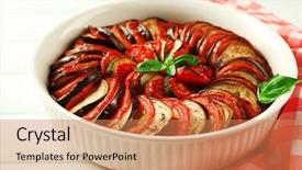  Presentation with ratatouille - Presentation design consisting of ratatouille - traditional french provencal vegetable background and a  colored foreground