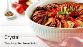  Presentation with ratatouille - Beautiful theme featuring ratatouille - traditional french provencal vegetable backdrop and a light gray colored foreground