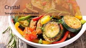  Presentation with ratatouille - Cool new PPT theme with ratatouille grilled zucchini tomato backdrop and a  colored foreground