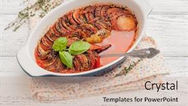  Presentation with ratatouille - Amazing presentation design having ratatouille in a baking dish backdrop and a  colored foreground