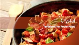  Presentation with ratatouille - PPT theme enhanced with tasty vegetarian ratatouille made background and a crimson colored foreground