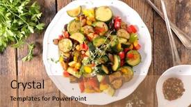  Presentation with ratatouille - Cool new slide set with ratatouille mixed stew vegetable backdrop and a coral colored foreground