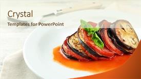  Presentation with ratatouille - PPT theme with ratatouille on plate close-up background and a cream colored foreground