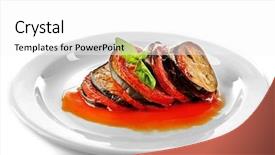  Presentation with ratatouille - Slide deck consisting of ratatouille on plate isolated on white background and a white colored foreground