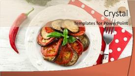  Presentation with ratatouille - Cool new PPT theme with ratatouille on plate on table backdrop and a  colored foreground