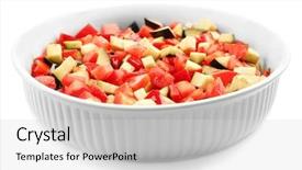  Presentation with ratatouille - Amazing slide deck having ratatouille stewed vegetable dish backdrop and a light gray colored foreground