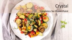  Presentation with ratatouille - Presentation having ratatouille vegetable stew background and a  colored foreground