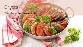  Presentation with ratatouille - Slide deck having ratatouille-with-tomato-zucchini background and a coral colored foreground