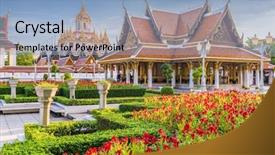  Presentation with bangkok - PPT theme consisting of ratchanatdaram temple in bangkok thailand background and a light blue colored foreground