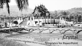  Presentation with chiang mai - Audience pleasing PPT theme consisting of ratchaphruek park chiang mai thailand backdrop and a light gray colored foreground