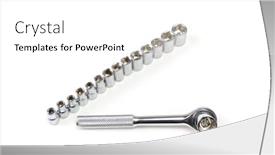  Presentation with heads - PPT theme with ratchet-set-with-interchangeable-heads background and a white colored foreground