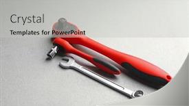  Presentation with light - Audience pleasing slide set consisting of ratchets-and-combination-wrench backdrop and a light gray colored foreground
