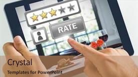  Presentation with review - Theme enhanced with hotel rating - digital composite of hand touching background and a coral colored foreground
