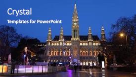  Presentation with rink - Amazing PPT theme having rathaus at night in vienna backdrop and a teal colored foreground
