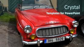  Presentation with vintage car - Colorful presentation theme enhanced with ratiborice-czech-republic-august-7 backdrop and a tawny brown colored foreground