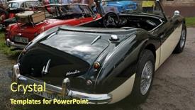  Presentation with vintage car - PPT layouts with ratiborice-czech-republic-august-7 background and a tawny brown colored foreground