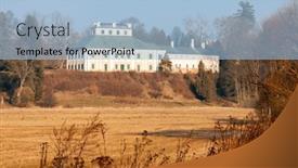  Presentation with eastern - Slide deck with ratiborice-palace-in-eastern-bohemia background and a light blue colored foreground