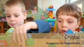  Presentation with rating - Presentation theme with rating kids - playing children background and a coral colored foreground