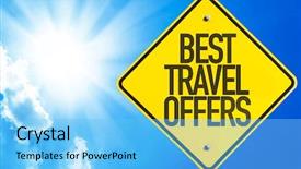  Presentation with airplane the sky travel - Colorful PPT layouts enhanced with ratings agencies - best travel offers sign backdrop and a light blue colored foreground