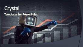  Presentation with head - Colorful slides enhanced with ratings television - man with tv instead backdrop and a  colored foreground