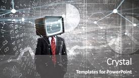  Presentation with television media - Slides featuring ratings television - man with tv instead background and a  colored foreground