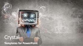  Presentation with television media - Slides with ratings television - man with tv instead background and a  colored foreground