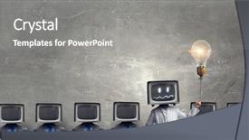  Presentation with head - PPT theme consisting of ratings television - man with tv instead background and a  colored foreground