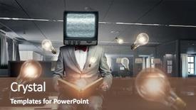  Presentation with head - Presentation featuring ratings television - man with tv instead background and a  colored foreground