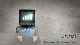  Presentation with television media - Audience pleasing presentation consisting of ratings television - man with tv instead backdrop and a  colored foreground