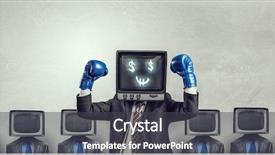  Presentation with television media - Presentation theme enhanced with ratings television - man with tv instead background and a  colored foreground
