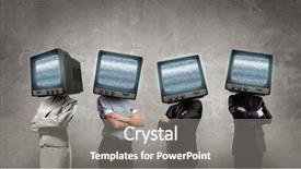  Presentation with television media - Slide set consisting of ratings television - people with tv instead background and a  colored foreground