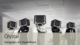  Presentation with head - Beautiful PPT layouts featuring ratings television - people with tv instead backdrop and a light gray colored foreground