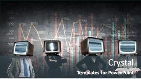  Presentation with television media - Cool new presentation theme with ratings television - people with tv instead backdrop and a ocean colored foreground